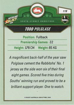 2006 Select Accolade #119 Todd Polglase Back